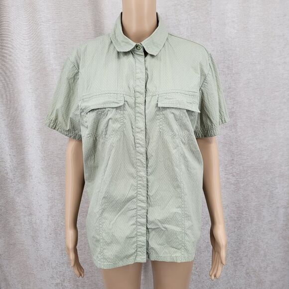 REI Women's Green Button-Up Shirt UPF 30+ Outdoor Hiking - Picture 1 of 11